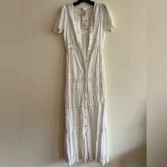 NWT $595 LoveShackFancy Medina Victorian Maxi White Lace Dress 2PC Size 2 - Picture 6 of 14